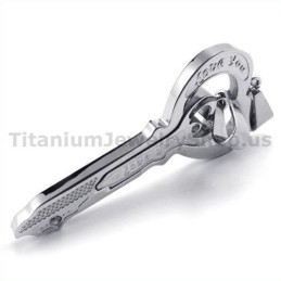 Love Titanium Lovers Key Pendants-Free Chains