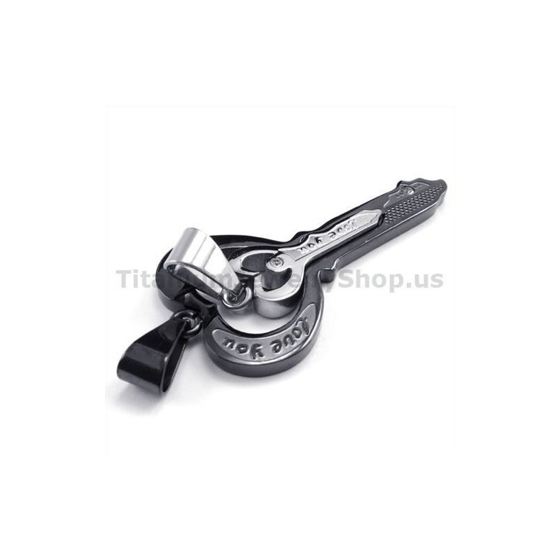 Black Titanium Lovers Key Pendants-Free Chains