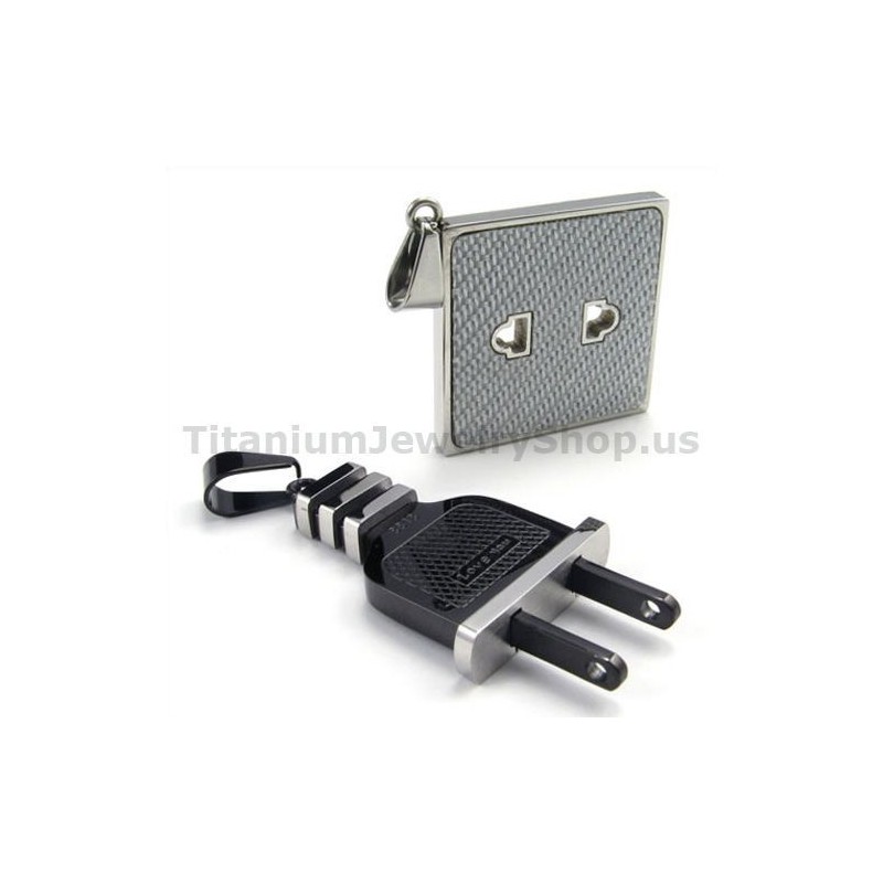 Socket And Plug Titanium Lovers Pendants-Free Chains Socket And Plug Titanium Lovers Pendants-Free Chains