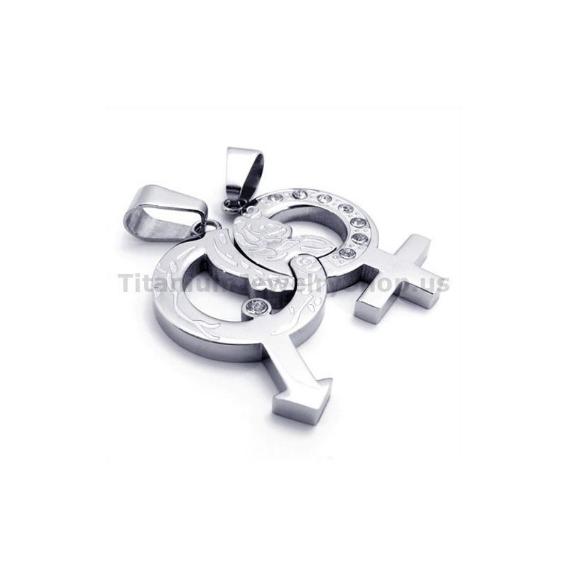 Titanium Lovers Pendants With Diamonds-Free Chains Titanium Lovers Pendants With Diamonds-Free Chains