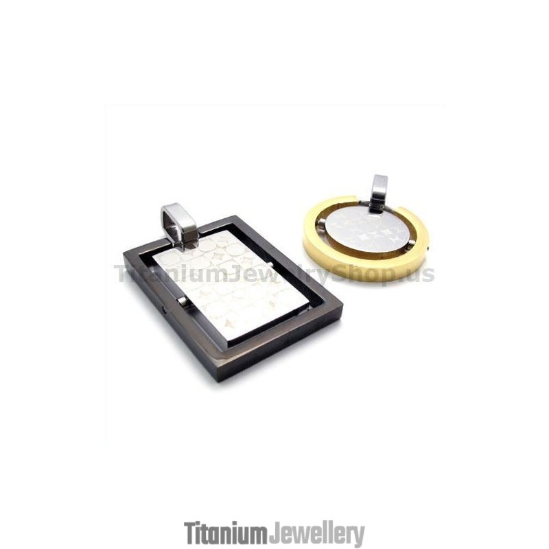 His & Hers Titanium Lovers Pendants-Free Chains