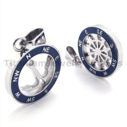 Anchor And Rudder Titanium Lovers Pendants-Free Chains