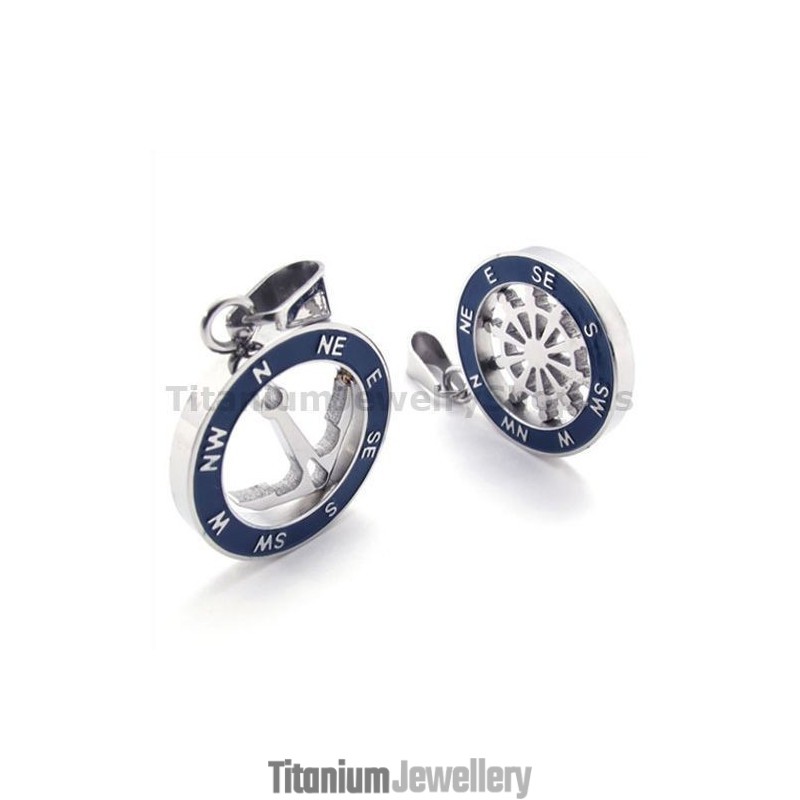 Anchor And Rudder Titanium Lovers Pendants-Free Chains