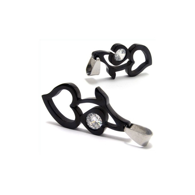 Heart-Shaped Titanium Diamond Necklace Pendant