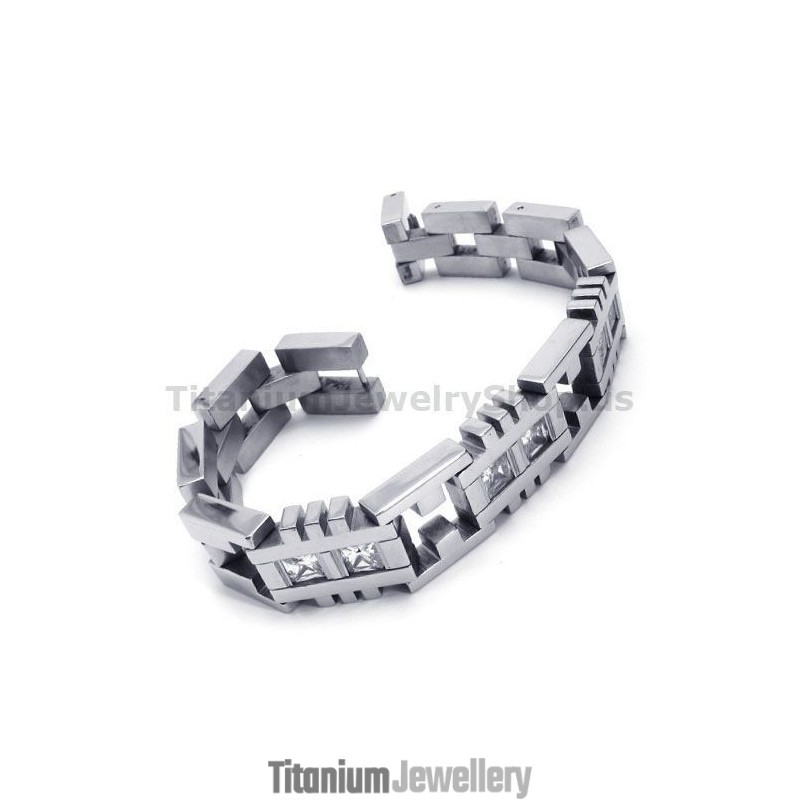 Mens Titanium Bracelet With Diamonds