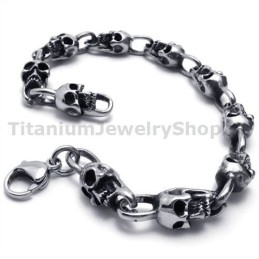 Mens Titanium Skull Bracelet