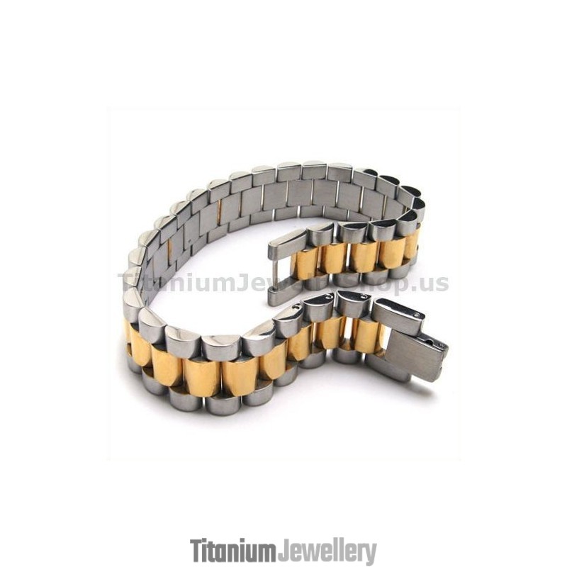 Mens Gloden Titanium Bracelet