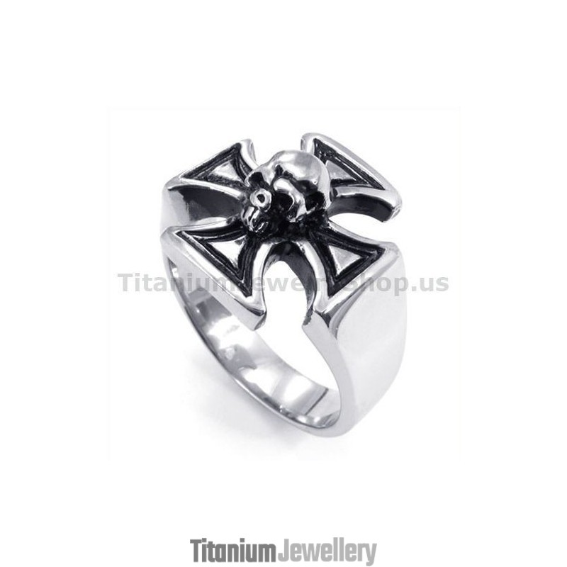 Cross Skull Titanium Ring