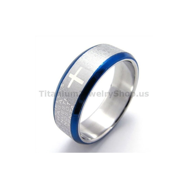 Cross Titanium Ring(Blue)