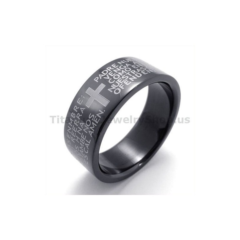 Cross Black Titanium Ring