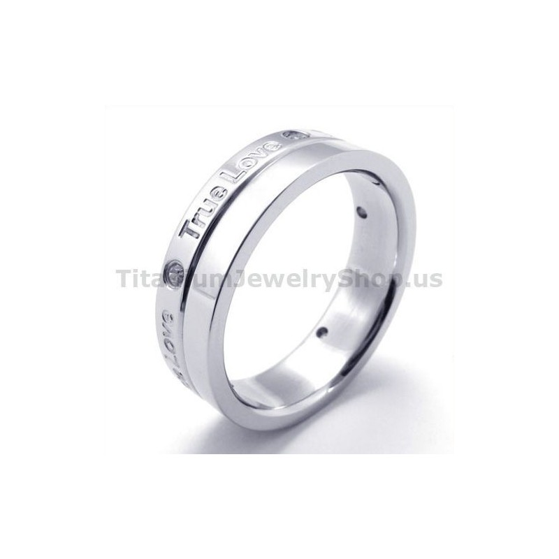 True Love Titanium Ring With Diamond