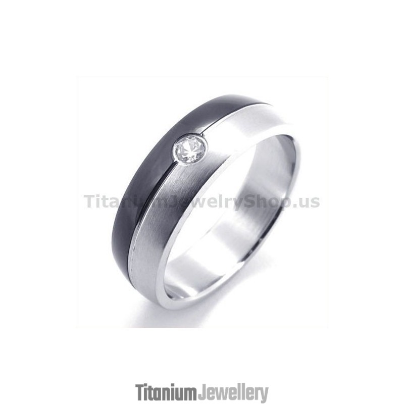 Black Titanium Ring With Diamond Black Titanium Ring With Diamond