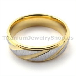 Gloden Titanium Ring With Diamond