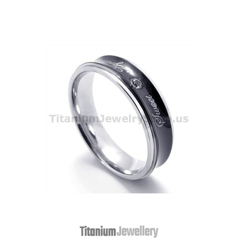 Sweetheart Black Titanium Ring With Diamond