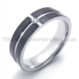 Black Titanium Ring With Diamond