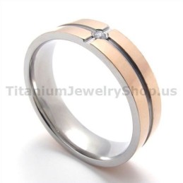 Gloden Titanium Ring With Diamond