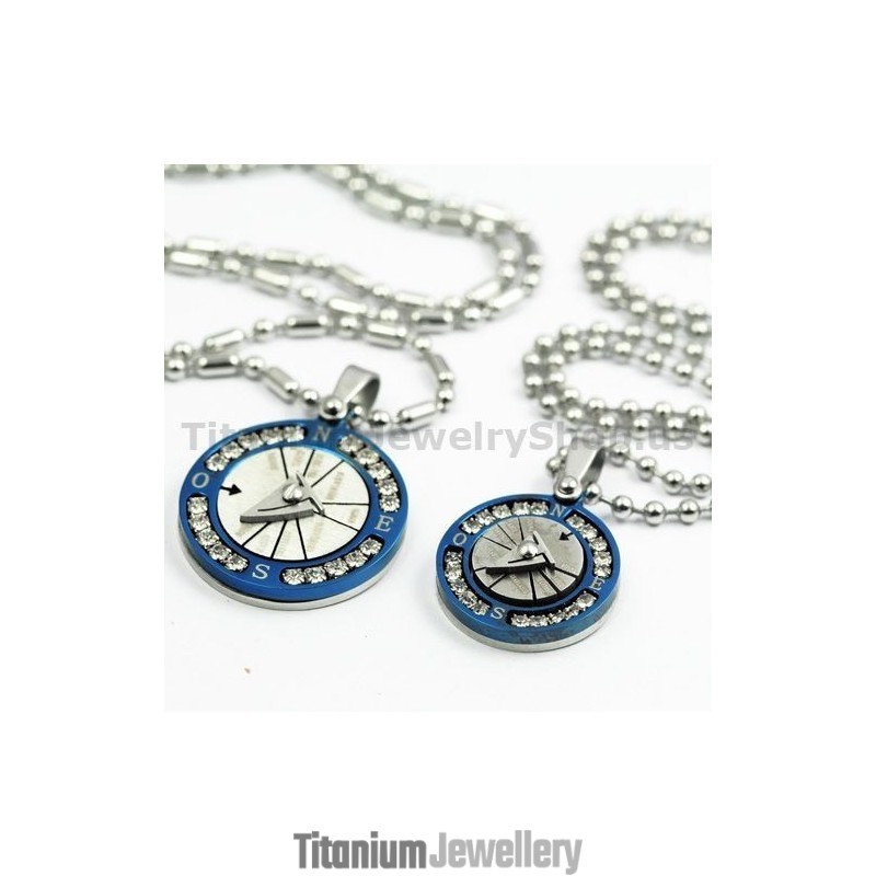 Compass Lovers Titanium Pendants With Diamonds Valentine'S Day Gifts - Free Chains Compass Lovers Titanium Pendants With Diamonds Valentine'S Day Gifts - Free Chains