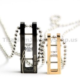 Dare To Love Lovers Titanium Pendants With Diamonds Valentine'S Day Gifts - Free Chains