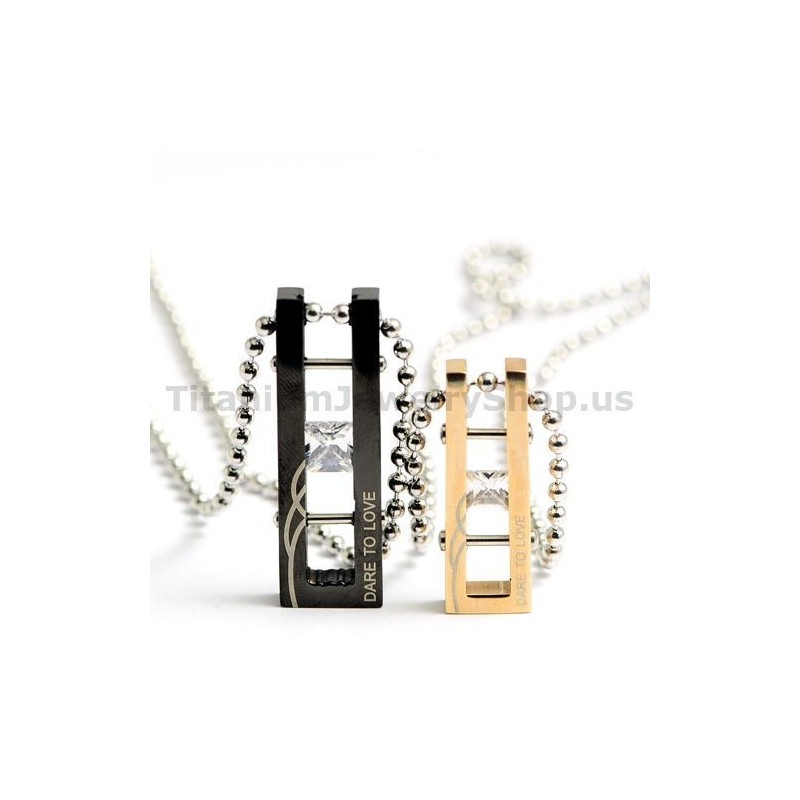 Dare To Love Lovers Titanium Pendants With Diamonds Valentine'S Day Gifts - Free Chains