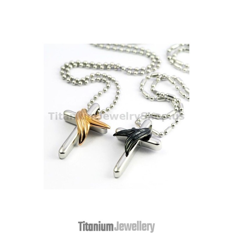 Angel Wings Cross Titanium Lovers Pendants Valentine'S Day Gifts - Free Chains Angel Wings Cross Titanium Lovers Pendants Valentine'S Day Gifts - Free Chains