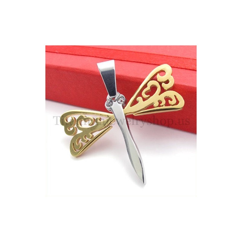 Gold Wings Dragonfly Titanium Cross Pendant Gold Wings Dragonfly Titanium Cross Pendant
