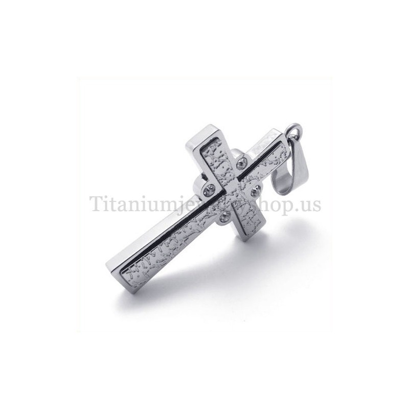 Fashion With Diamond Two Layers Titanium Cross Pendant Fashion With Diamond Two Layers Titanium Cross Pendant