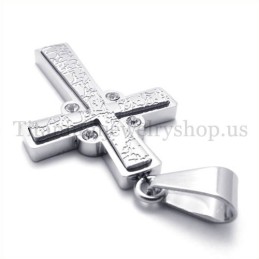 Fashion With Diamond Two Layers Titanium Cross Pendant
