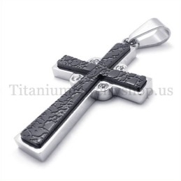 Two Layers With Diamond Fashion Titanium Cross Pendant