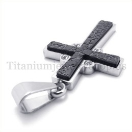 Two Layers With Diamond Fashion Titanium Cross Pendant