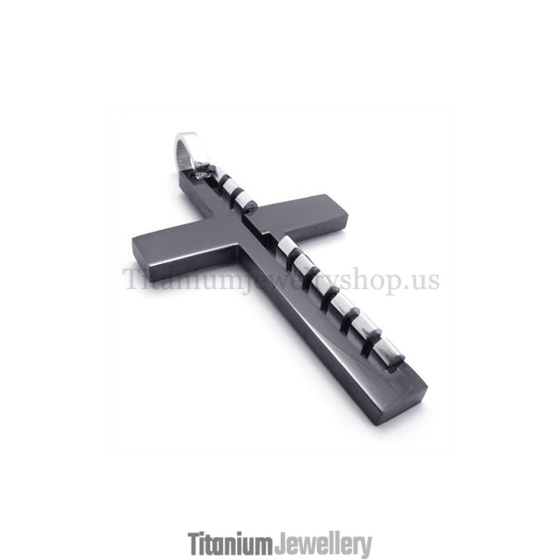 Black Mens Fashion Titanium Cross Pendant