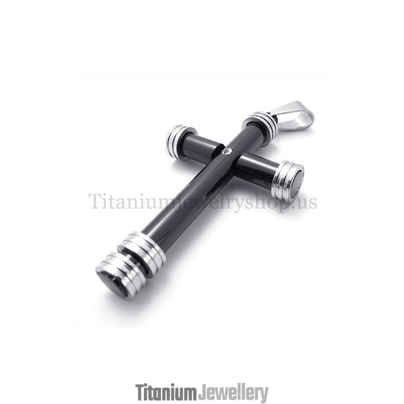 Fashion Black Cylinder Titanium Cross Pendant