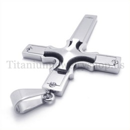 Fashion Silver Embedded Small Cross With Diamond Titanium Cross Pendant