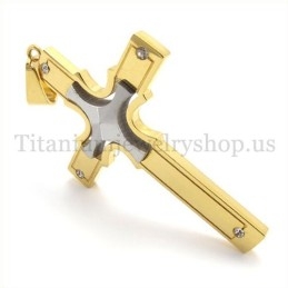 Embedded Silver Small Cross Gold Fashion Titanium Cross Pendant
