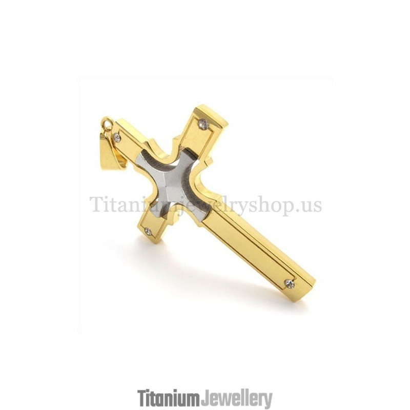 Embedded Silver Small Cross Gold Fashion Titanium Cross Pendant
