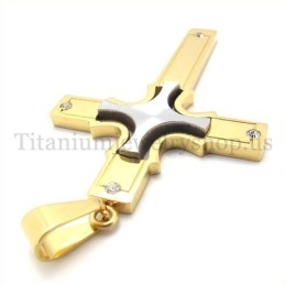 Embedded Silver Small Cross Gold Fashion Titanium Cross Pendant