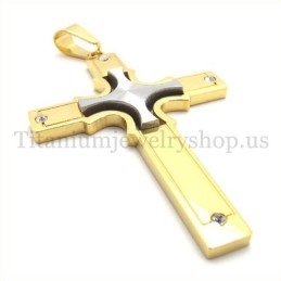 Embedded Silver Small Cross Gold Fashion Titanium Cross Pendant