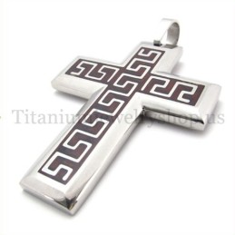 Coffee Fashion Men Titanium Cross Pendant