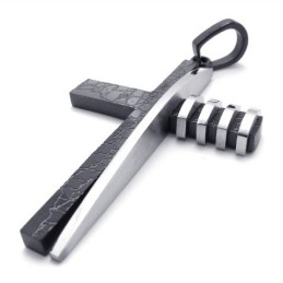 Black And Silver Asymmetric Shape Fashion Men Titanium Cross Pendant