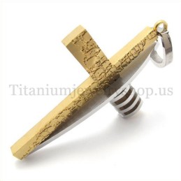 Gold And Silver Asymmetric Shape Fashion Men Titanium Cross Pendant