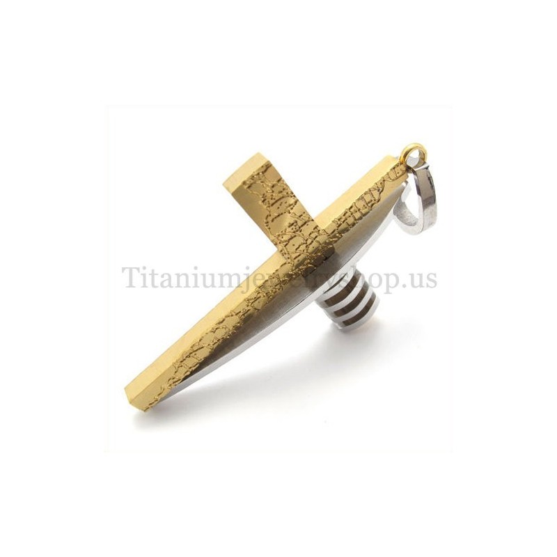 Gold And Silver Asymmetric Shape Fashion Men Titanium Cross Pendant Gold And Silver Asymmetric Shape Fashion Men Titanium Cross Pendant