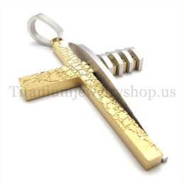 Gold And Silver Asymmetric Shape Fashion Men Titanium Cross Pendant