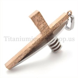 Coffee Gold Asymmetric Shape Fashion Men Titanium Cross Pendant