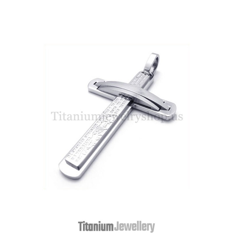 Silver Two Layers Fashion Titanium Cross Pendant Silver Two Layers Fashion Titanium Cross Pendant