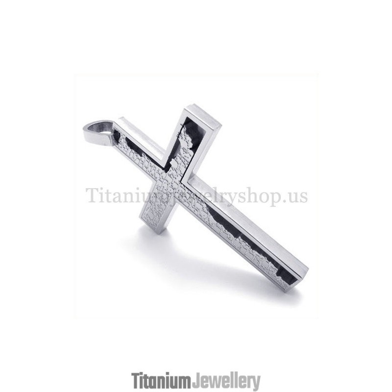 Incomplete Fill Silver Quadrate Titanium Cross Pendant Incomplete Fill Silver Quadrate Titanium Cross Pendant