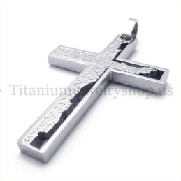 Incomplete Fill Silver Quadrate Titanium Cross Pendant