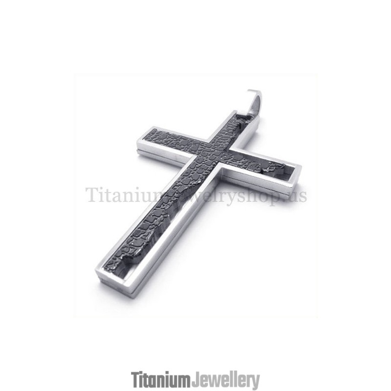 Black Incomplete Fill Quadrate Titanium Cross Pendant Black Incomplete Fill Quadrate Titanium Cross Pendant