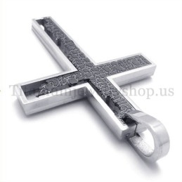 Black Incomplete Fill Quadrate Titanium Cross Pendant