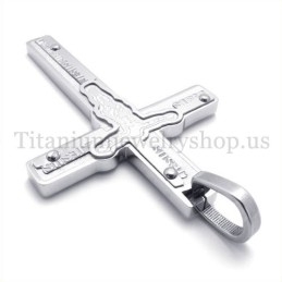 Carved Jesus Titanium Cross Pendant
