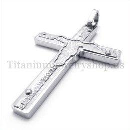 Carved Jesus Titanium Cross Pendant