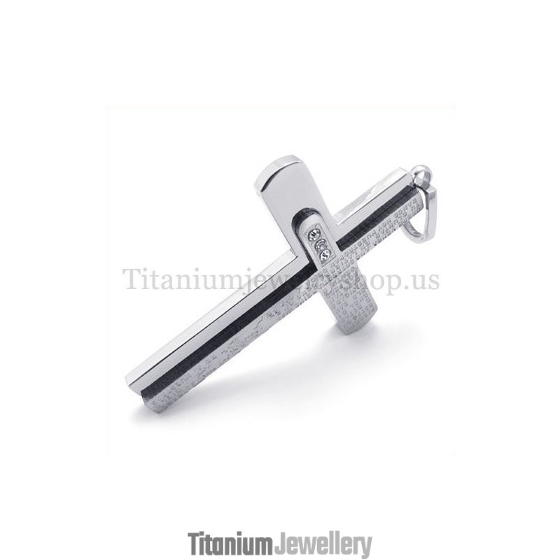 Two Layers With Diamond Bible Titanium Cross Pendant Two Layers With Diamond Bible Titanium Cross Pendant